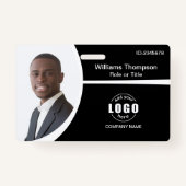 Foto Logo Barcode Employee Black and White Badge (Voorkant)