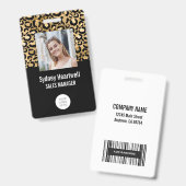 Foto: Logo Barcode Gold Black Leopard Print Badge (Voor- en achterkant)