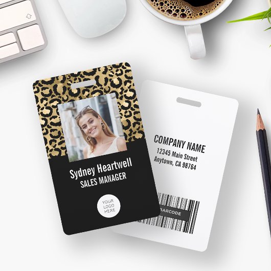 Foto Logo Barcode Goud Zwart Luipaardprint Badge