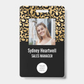 Foto Logo Barcode Goud Zwart Luipaardprint Badge (Voorzijde)