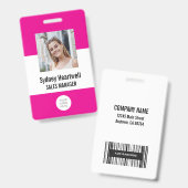 Foto Logo Barcode Heet Roze Badge (Voor- en achterkant)