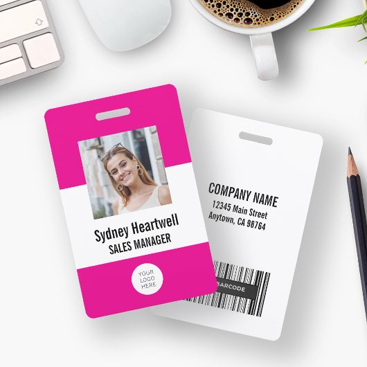 Foto Logo Barcode Heet Roze Badge
