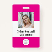 Foto Logo Barcode Hot Pink Badge (Voorkant)