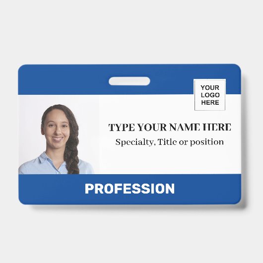 Foto Logo Barcode Naam | Gepersonaliseerde Werknem Badge (Voorzijde)