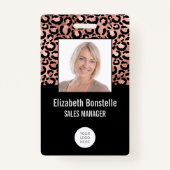 Foto Logo Barcode Roos Gold Black Leopard Print Badge (Voorkant)