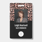 Foto Logo Barcode Roze Goud Zwart Luipaardprint Badge (Voorzijde)
