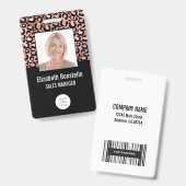 Foto Logo Barcode Roze Goud Zwart Luipaardprint Badge (Voor- en achterkant)