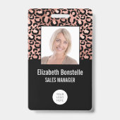 Foto Logo Barcode Roze Goud Zwart Luipaardprint Badge (Voorzijde)
