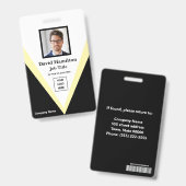 Foto Logo Barcode Zwart Wit Geel Geometrisch Badge (Voor- en achterkant)
