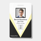 Foto Logo Barcode Zwart Wit Geel Geometrisch Badge (Voorzijde)