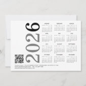 Foto Logo Bedrijf QR Code 2026 Kalender Kerstmis Feestdagenkaart (Achterkant)
