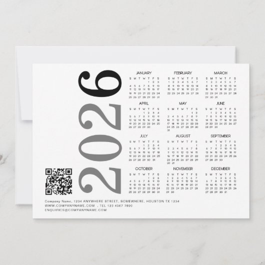 Foto Logo Bedrijf QR Code 2026 Kalender Kerstmis Feestdagenkaart (Achterkant)