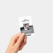 Foto Logo Black Grey Sjabloon Corporate Name ID Badge (Handheld)