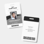 Foto Logo Black Grey Sjabloon Corporate Name ID Badge (Voor- en achterkant)