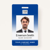 Foto logo blauwe gradiënt moderne id badge (Voorkant)
