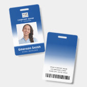 Foto logo blauwe verloop medewerker naam titel id badge (Voor- en achterkant)