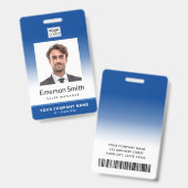 Foto logo blauwe verloop moderne personeelskaart badge (Voor- en achterkant)
