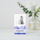 *~* Foto Logo Blue Paarse Waterverf Girly Chic Visitekaartje (Staand voorkant)