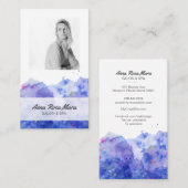 *~* Foto Logo Blue Paarse Waterverf Girly Chic Visitekaartje (Voorkant / Achterkant)