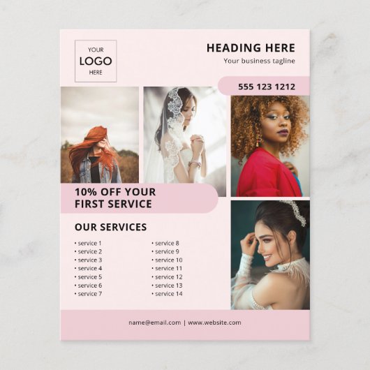 Foto Logo Business Marketing Roze Flyer (Voorkant)