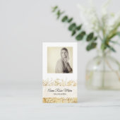 *~* Foto Logo Gold Glitter White Girly Chic Visitekaartje (Staand voorkant)