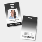 Foto logo grijs verloop modern personeelskaart badge (Voor- en achterkant)