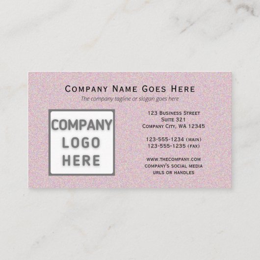 Foto Logo horizontaal dubbelzijdig glitterroze Visitekaartje (Achterkant)