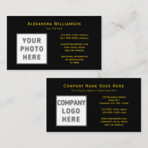 Foto Logo Horizontale Elegant Gold Black Sjabloon Visitekaartje