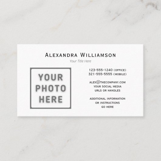 Foto Logo Horizontale voor- en achterkant Sjabloon Visitekaartje (Voorkant)