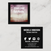 Foto-logo internetpictogrammen vierkante visitekaartje (Voorkant / Achterkant)