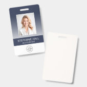Foto, logo, naamverloop van werknemer badge (Voor- en achterkant)