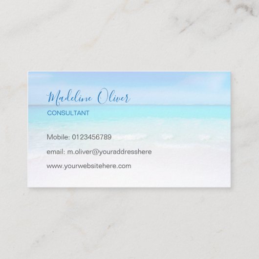 Foto Logo Ocean Beach Zee Travel Blue Visitekaartje (Achterkant)