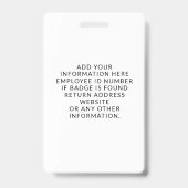 Foto Logo Personeels-ID Badge (Achterkant)