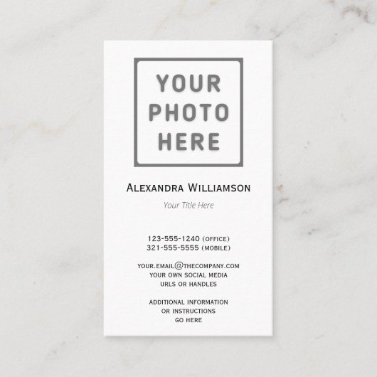 Foto Logo Plain Double-Sided Visitekaartje (Voorkant)