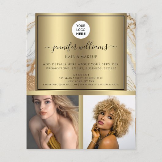 Foto Logo Promotion Gold White Marble Modern Flyer (Voorkant)