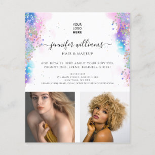 Foto Logo Promotionele Waterverf Holo Glitter Flyer
