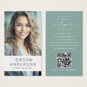 Foto logo QR code dusty zee green visitekaartje (Voorkant /achterkant)