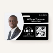 Foto Logo QR Code Employee Black and White Badge (Voorkant)