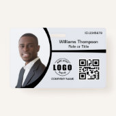 Foto Logo QR Code Employee Black and White Badge (Voorkant)