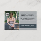 Foto Logo QR Code Grijs Gestreept Aanbevelingskaartje (Voorkant)