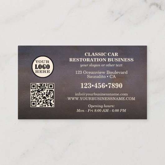 Foto Logo QR-code Klassieke auto Visitekaartje (Achterkant)