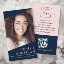 Foto logo QR code modern donkerblauw professional