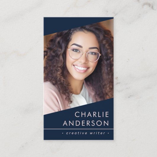 Foto logo QR code modern donkerblauw professional Visitekaartje (Voorkant)