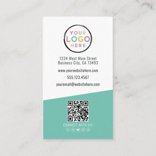 Foto Logo QR Code Modern Professioneel Verticaal Visitekaartje (Achterkant)