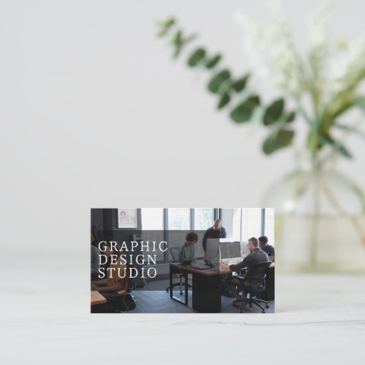 Foto logo QR code modern professioneel zwart Visitekaartje (Staand voorkant)