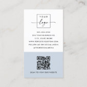 Foto logo QR code modern stoffig blauw professiona Visitekaartje (Achterkant)