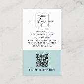 Foto logo QR code modern wit licht aqua blauw Visitekaartje (Achterkant)