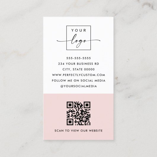 Foto logo QR code modern wit professional Visitekaartje (Achterkant)