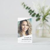 Foto logo QR code modern wit professional Visitekaartje (Staand voorkant)