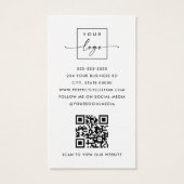 Foto logo QR-code modern wit visitekaartje (Achterkant)
